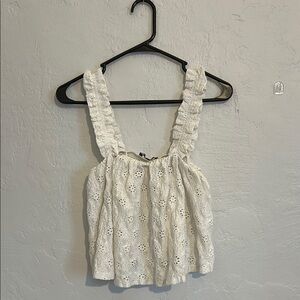 Zara White Eyelet Lace Blouse